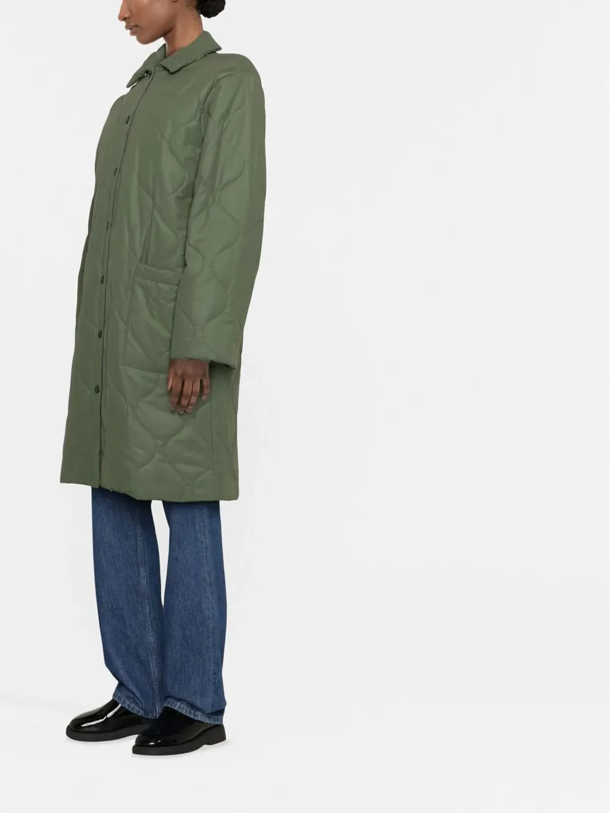 A.P.C. シングルブレスト キルティングコート（グリーン） - 画像4