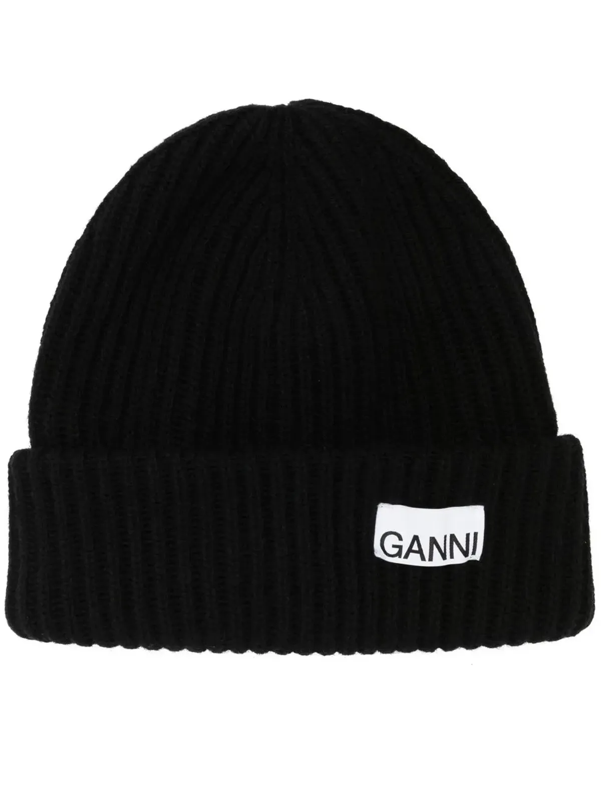 GANNI ロゴパッチ付きリブニットビーニー - 画像1