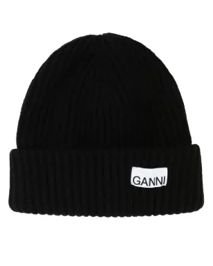 GANNI ロゴパッチ付きリブニットビーニー - サムネイル1