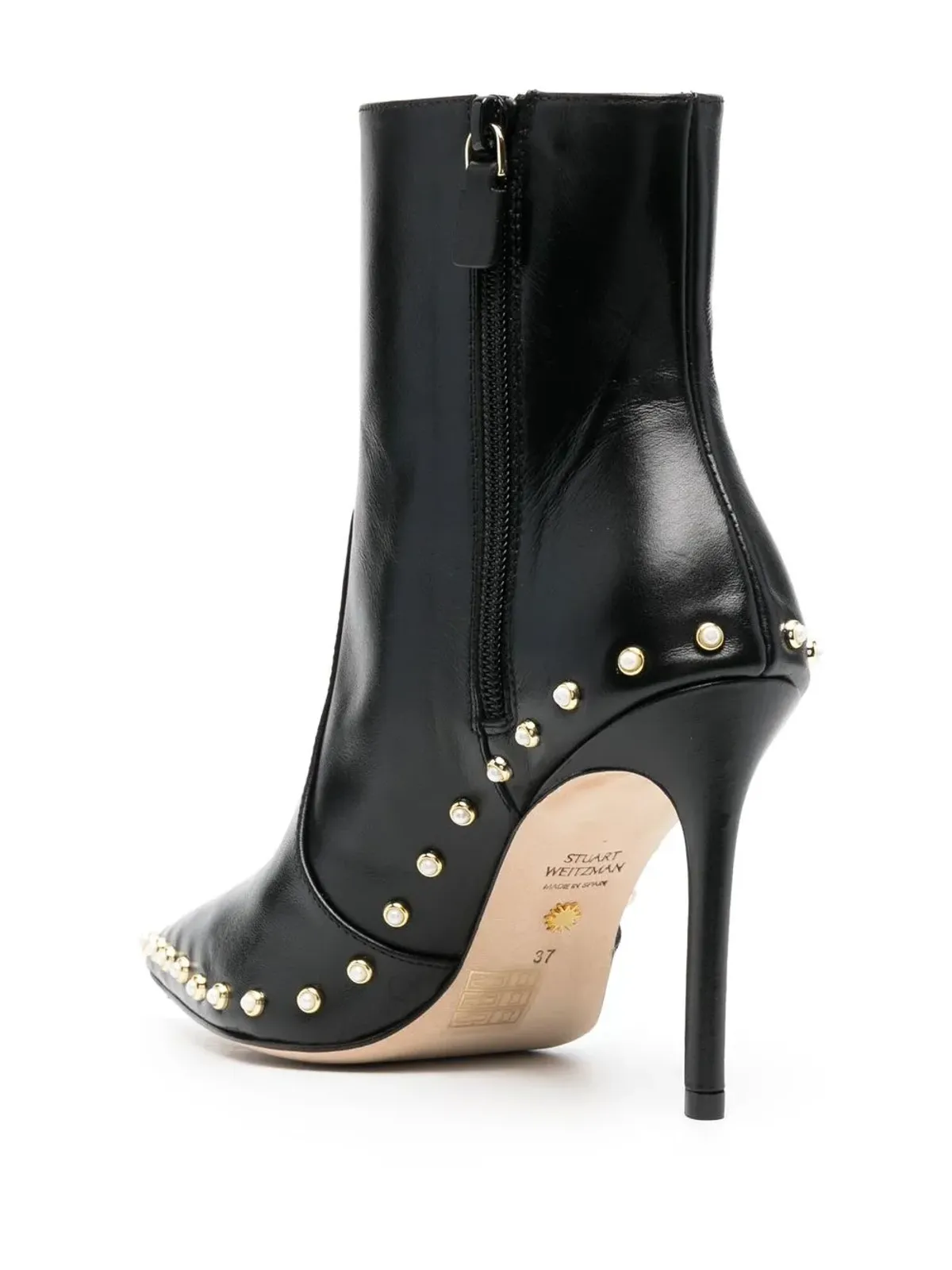 Stuart Weitzman パールディテール付き 110mm レザーブーツ - 画像3
