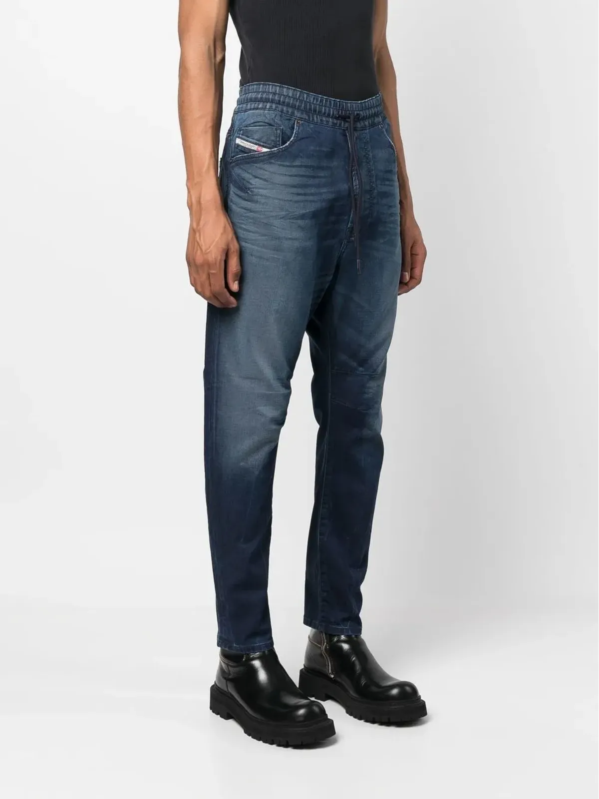 Diesel ドロップクロッチ テーパードジーンズ - 画像3