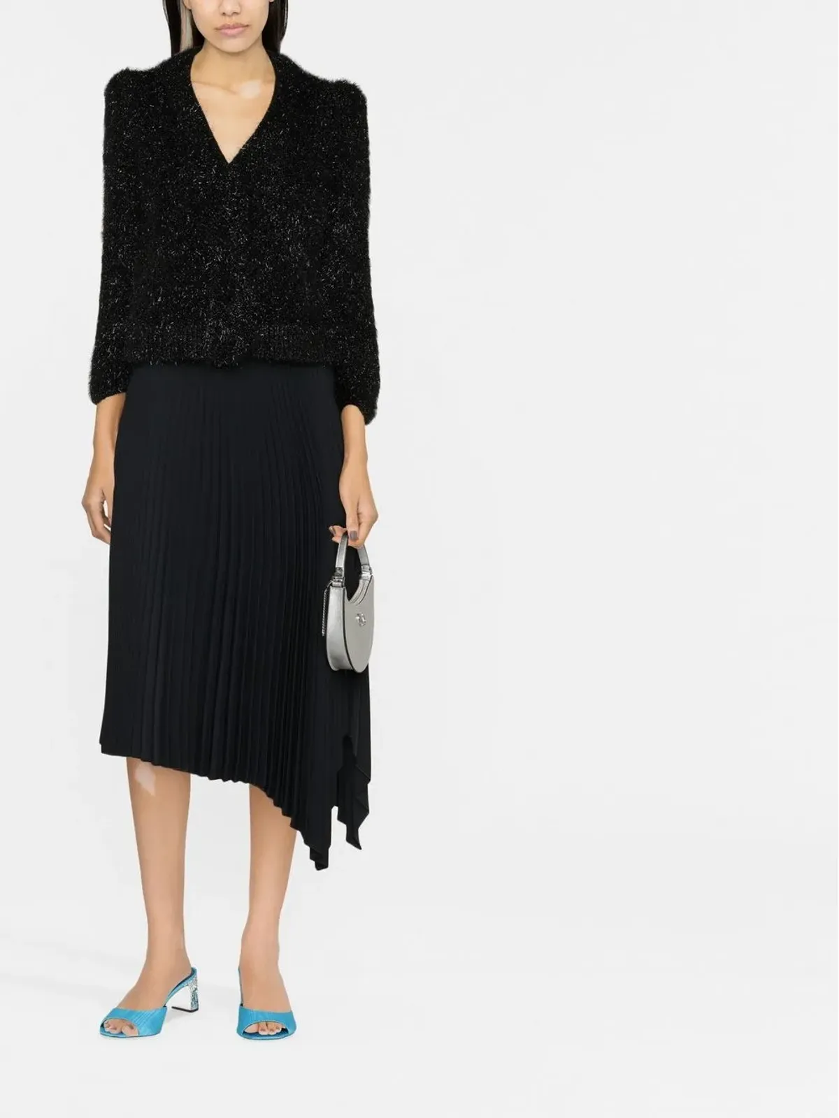 Alberta Ferretti Vネック フワフワ ニットセーター - 画像2