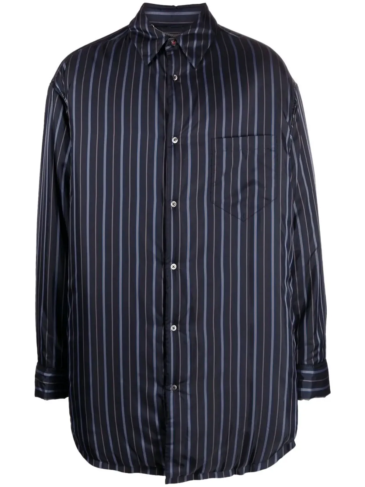 Maison Margiela ストライプ入りパデッドシャツ - Blue - 画像1