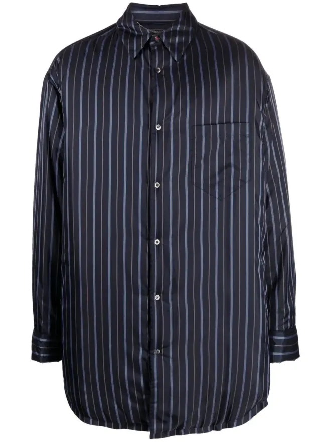 Maison Margiela Maison Margiela ストライプ入りパデッドシャツ - Blueの商品画像