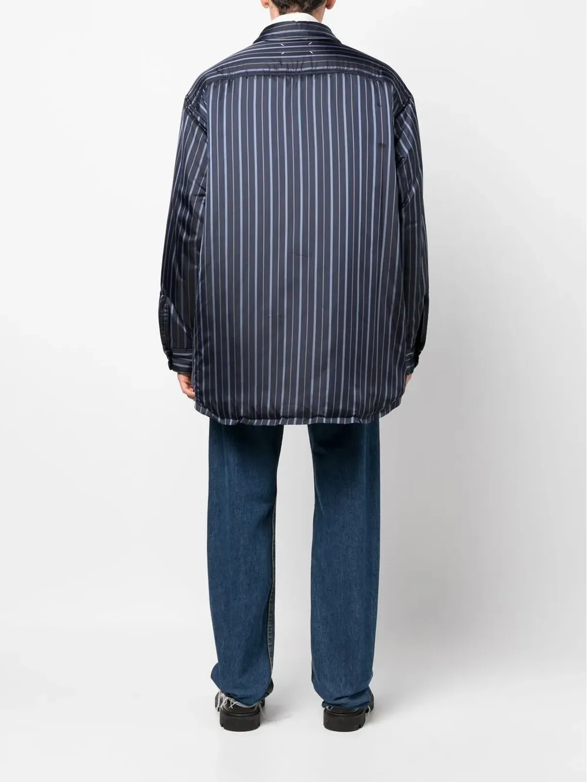 Maison Margiela ストライプ入りパデッドシャツ - Blue - 画像5