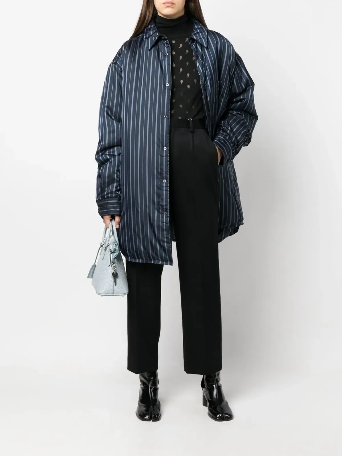 Maison Margiela ストライプ入りパデッドシャツ - Blue - 画像3