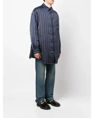 Maison Margiela ストライプ入りパデッドシャツ - Blue - サムネイル4