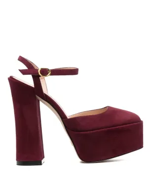 Stuart Weitzman スクエアトゥスエードプラットフォームパンプス - レッド - サムネイル1