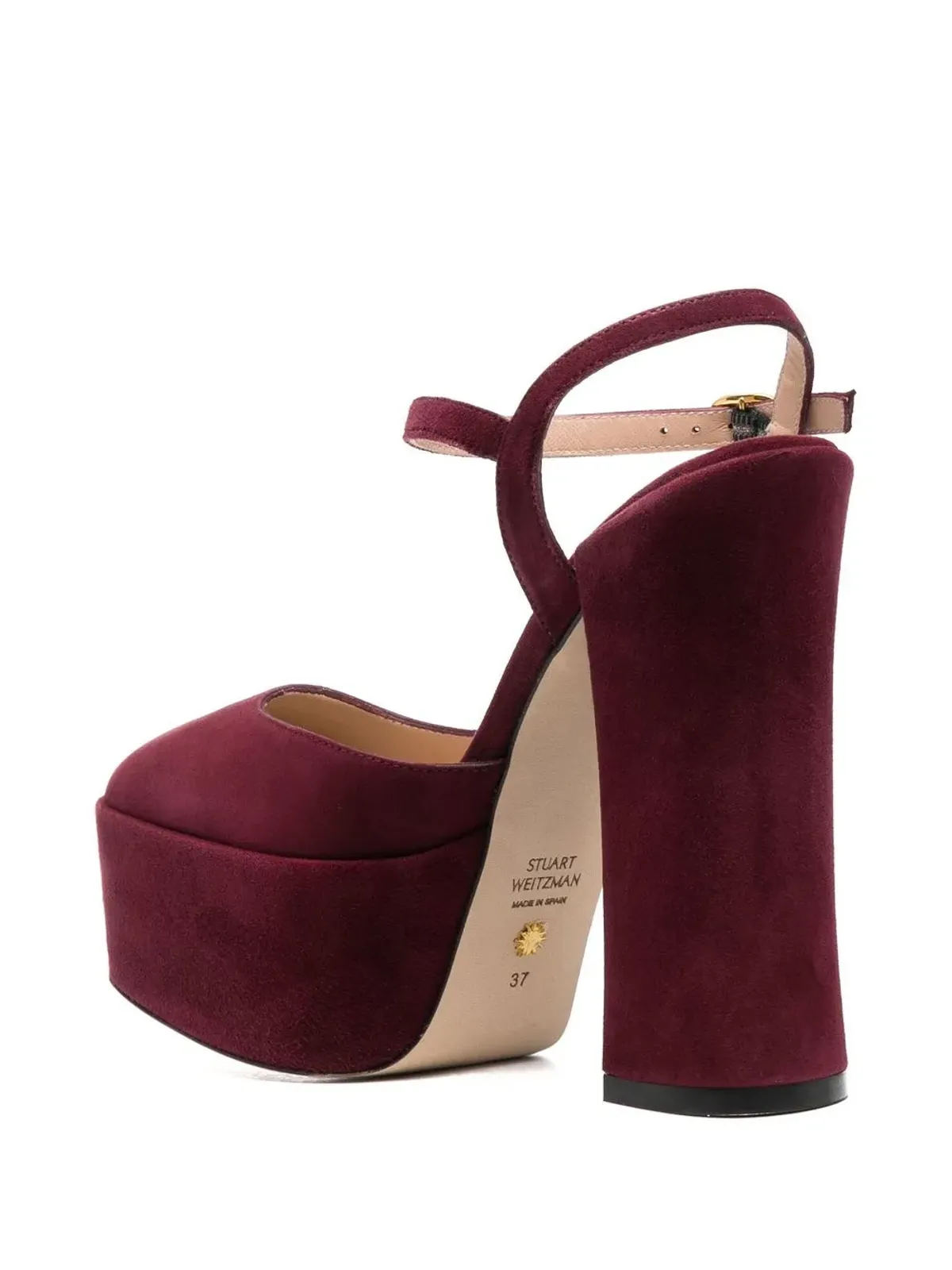 Stuart Weitzman スクエアトゥスエードプラットフォームパンプス - レッド - 画像3