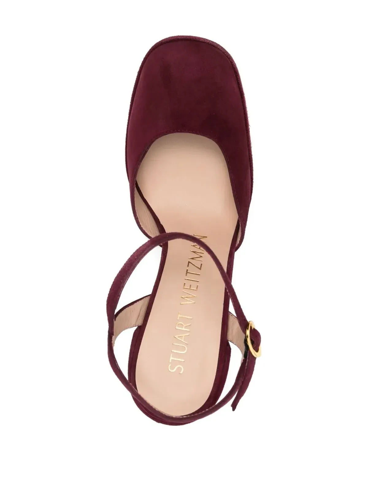 Stuart Weitzman スクエアトゥスエードプラットフォームパンプス - レッド - 画像4
