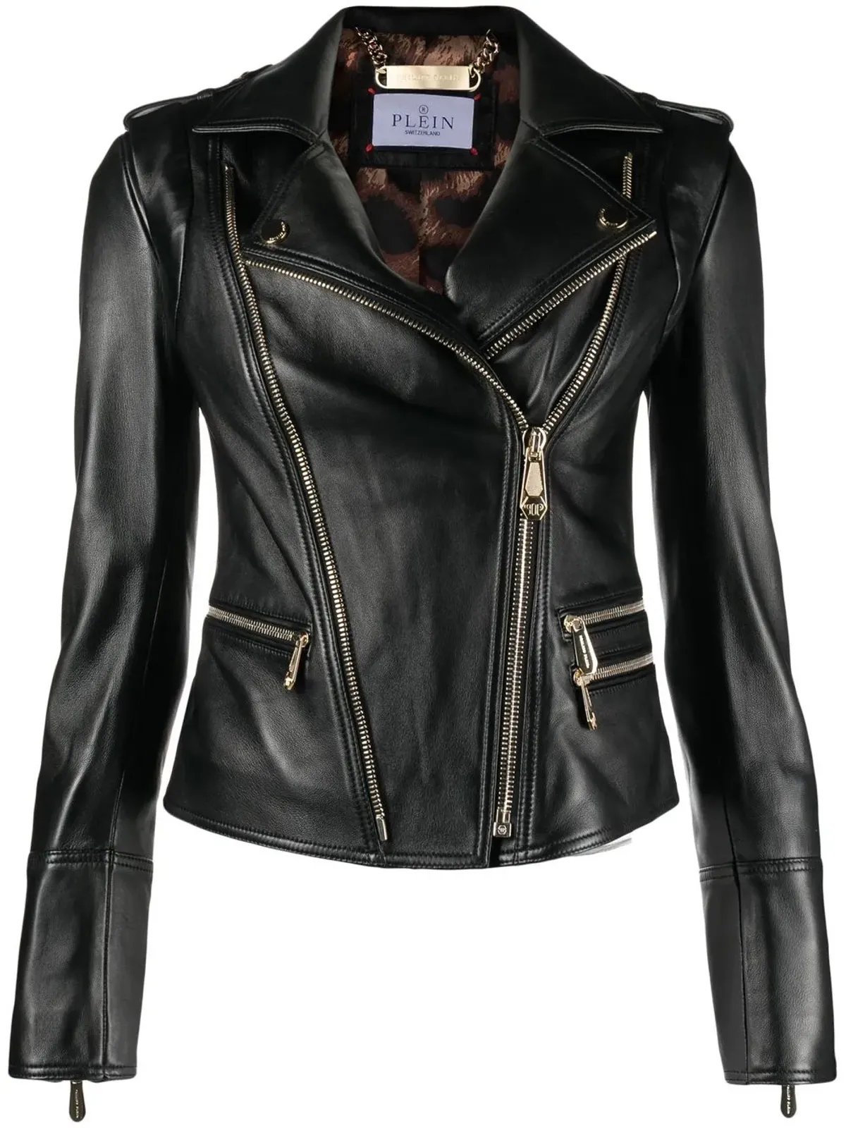 Philipp Plein レザーバイカージャケット - 画像1