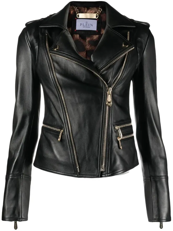 Philipp Plein Philipp Plein レザーバイカージャケットの商品画像