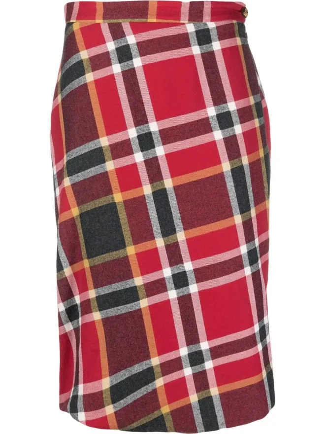 Vivienne Westwood Pre-Owned Vivienne Westwood Pre-Owned 1990年代チェック柄ミディスカート - レッドの商品画像