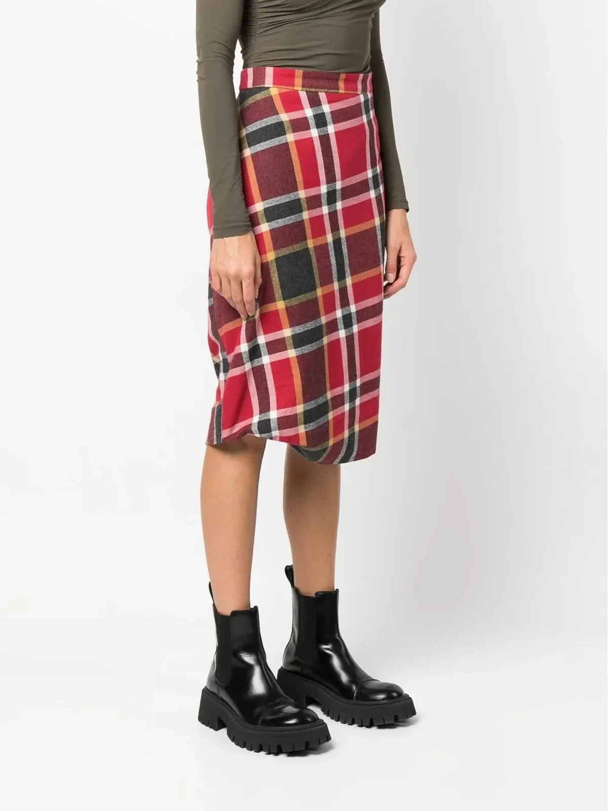 Vivienne Westwood Pre-Owned 1990年代チェック柄ミディスカート - レッド - 画像3