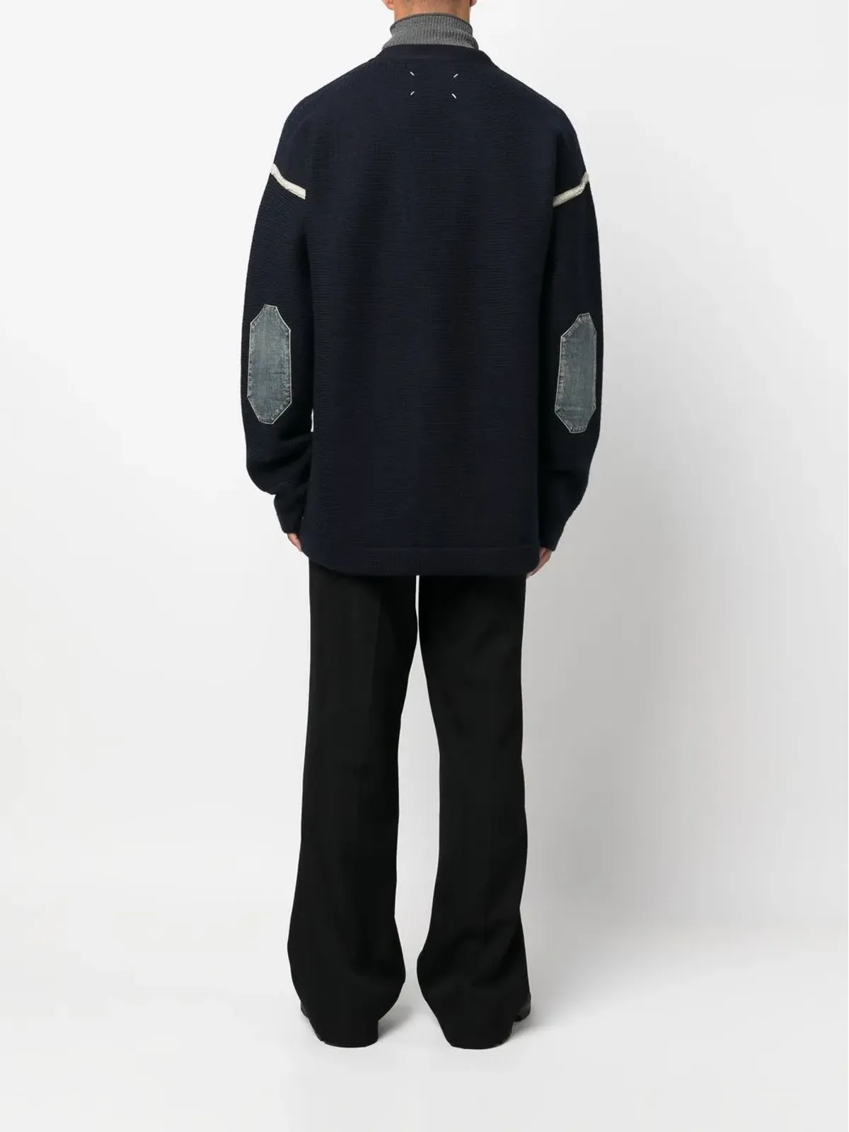 Maison Margiela エルボーパッチ Vネック カーディガン - 画像5