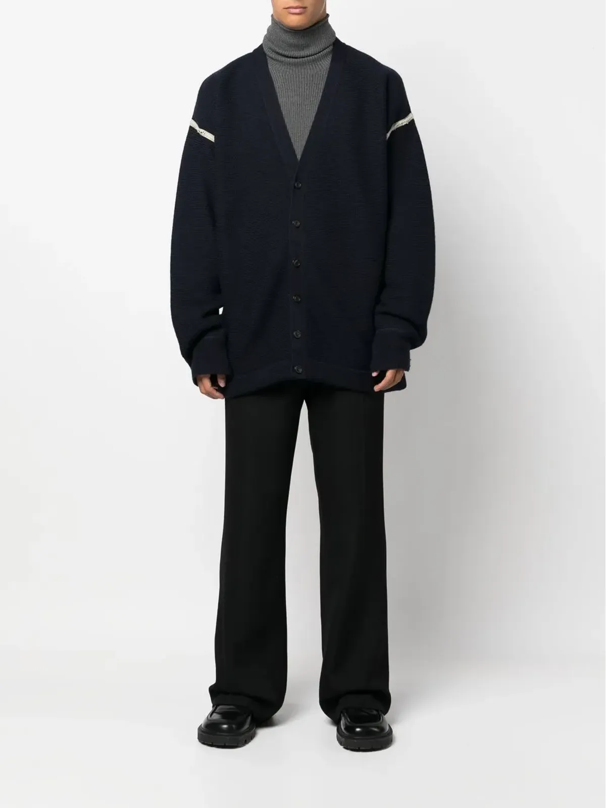 Maison Margiela エルボーパッチ Vネック カーディガン - 画像2
