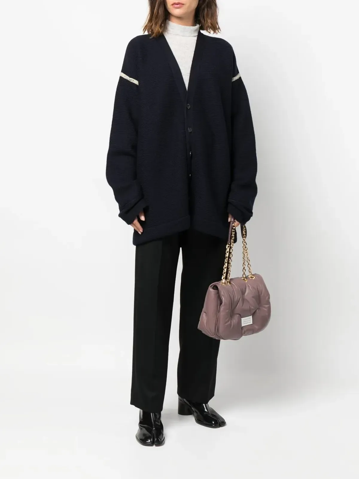 Maison Margiela エルボーパッチ Vネック カーディガン - 画像3