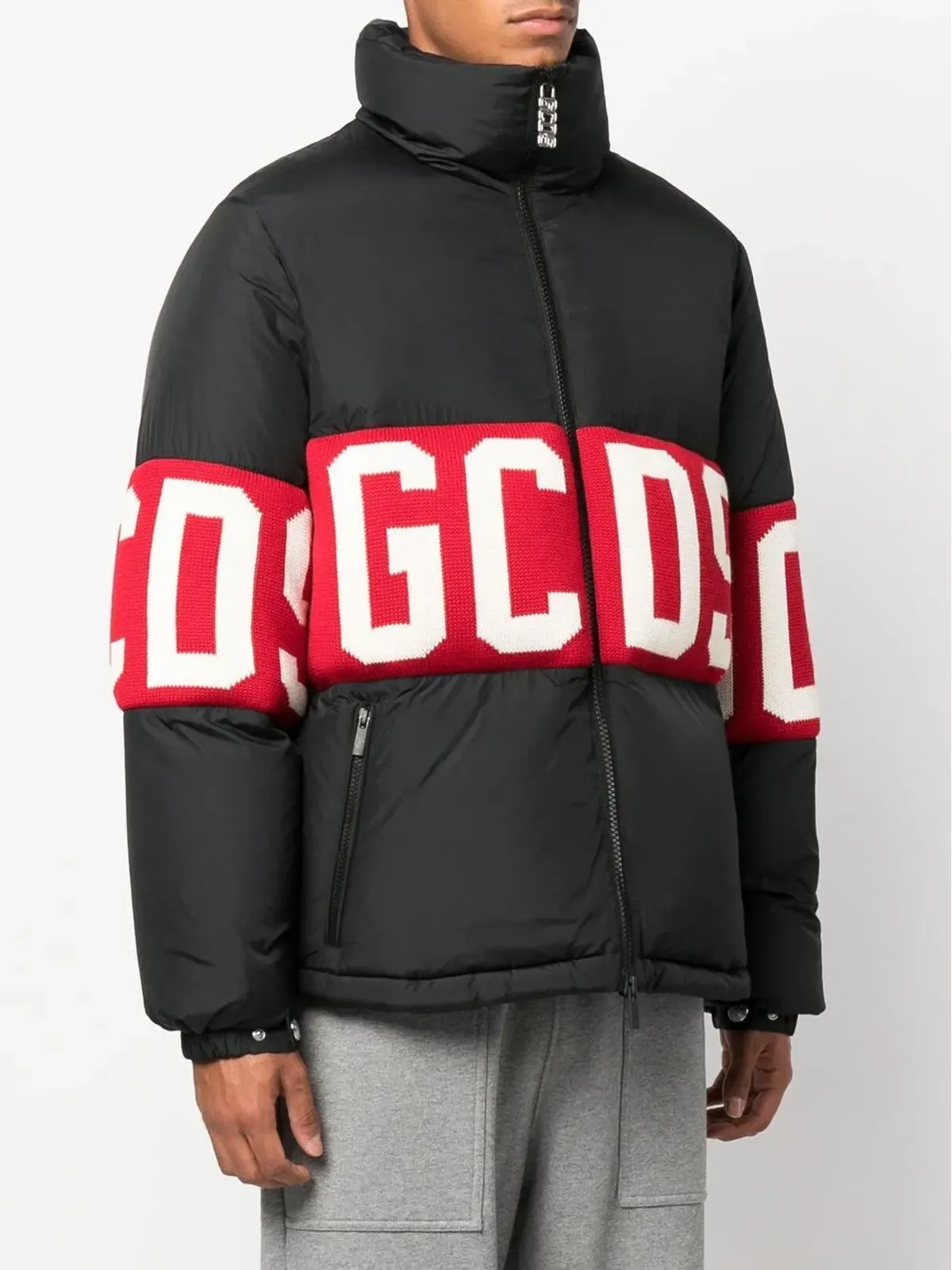 GCDS ロゴ入りニットパデッドジャケット - ブラック - 画像3