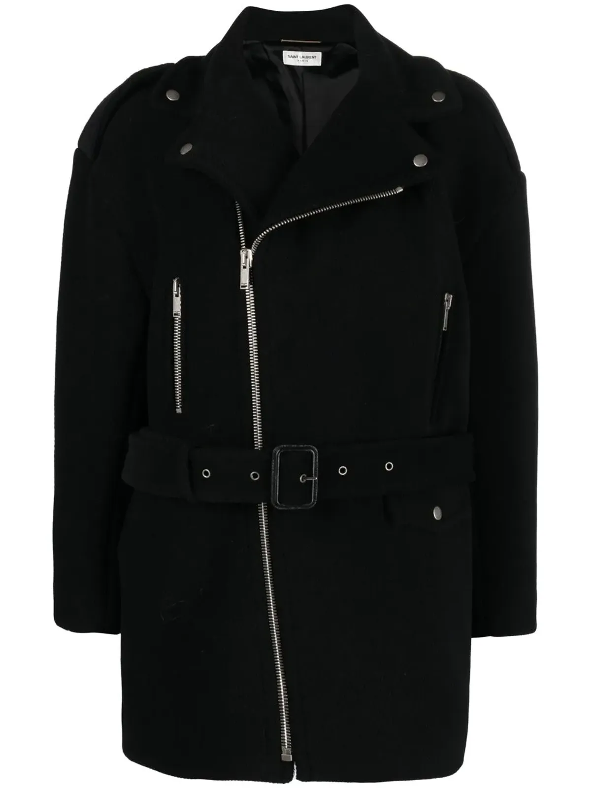 Saint Laurent ノッチドカラー ジップファスナー付きコート - 画像1