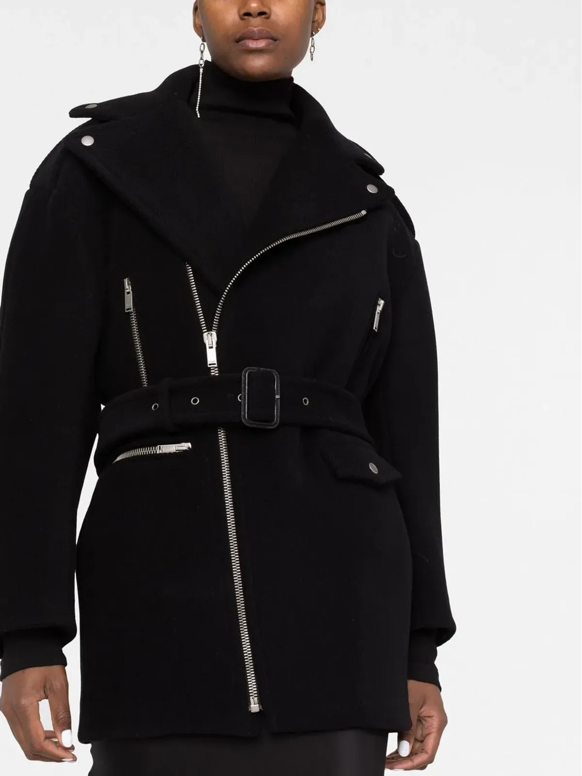 Saint Laurent ノッチドカラー ジップファスナー付きコート - 画像5