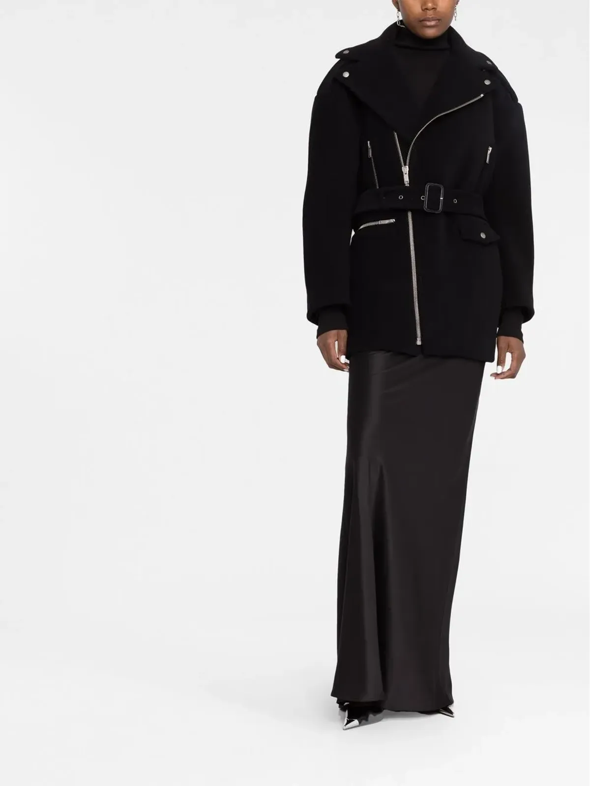 Saint Laurent ノッチドカラー ジップファスナー付きコート - 画像2