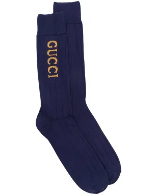 Gucci intarsia-knit logo socks - Blue - サムネイル1