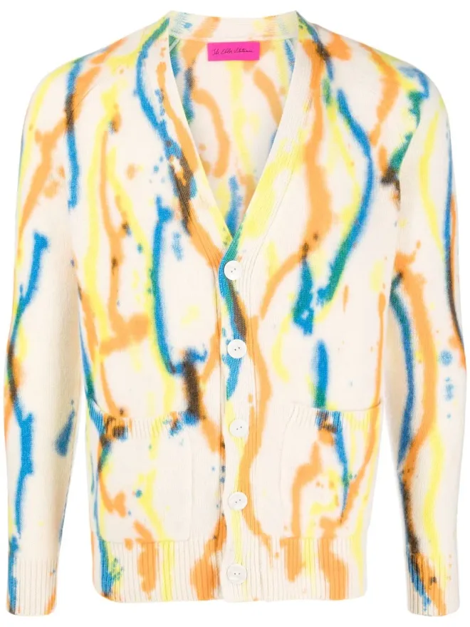 The Elder Statesman The Elder Statesman 編み込みペインタリープリント カシミヤ カーディガンの商品画像
