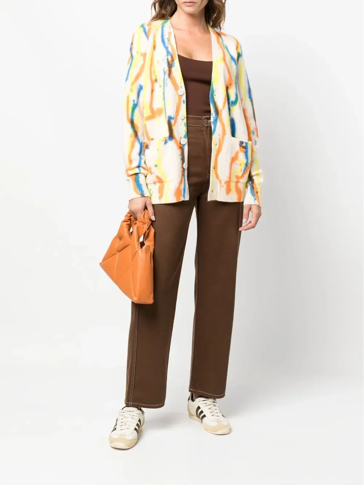 The Elder Statesman 編み込みペインタリープリント カシミヤ カーディガン - 画像2