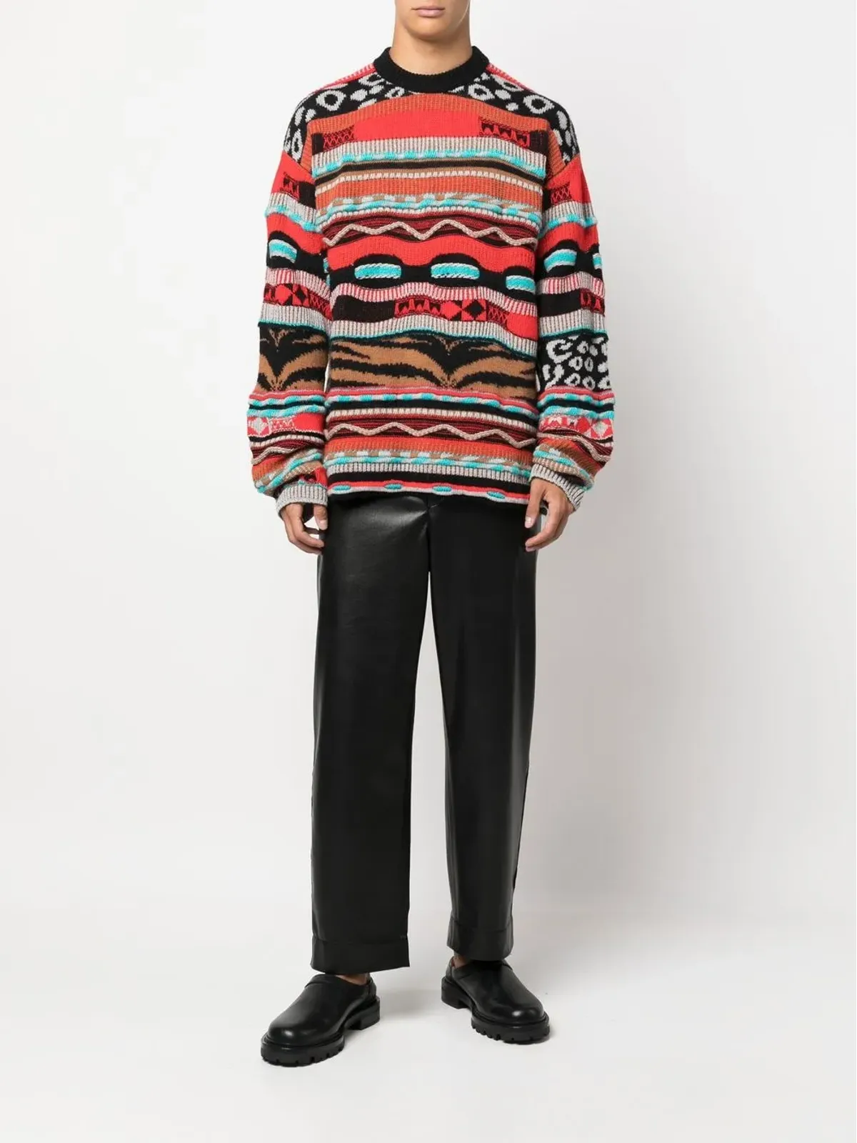 Laneus コントラスト柄ジャカードセーター - 画像2