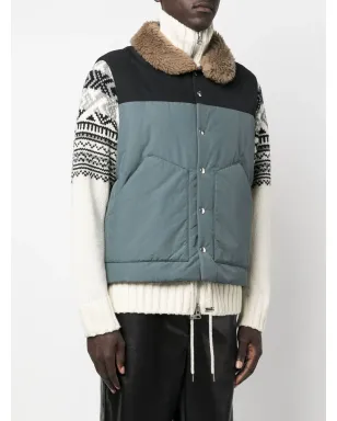 sacai グレー パディド シアリングカラー ジャケット - サムネイル3