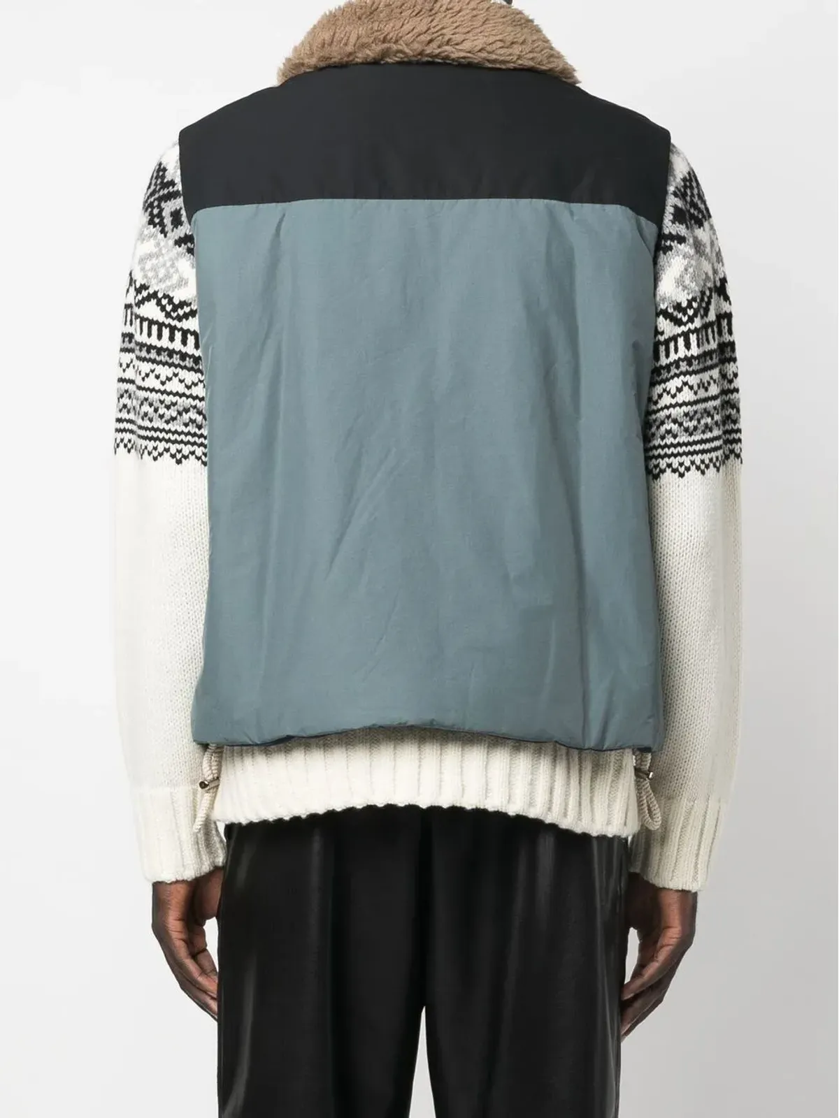 sacai グレー パディド シアリングカラー ジャケット - 画像4