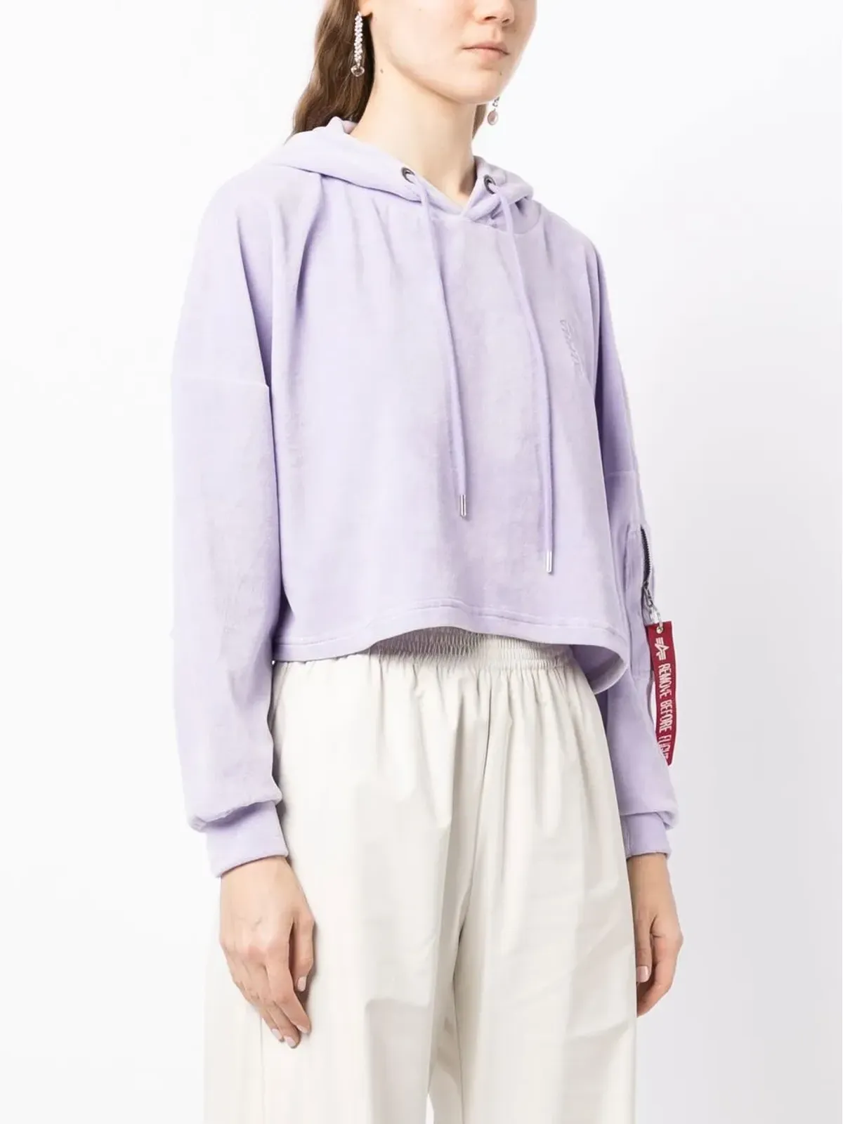 Alpha Industries クロップドベルベットフーディー - 画像3