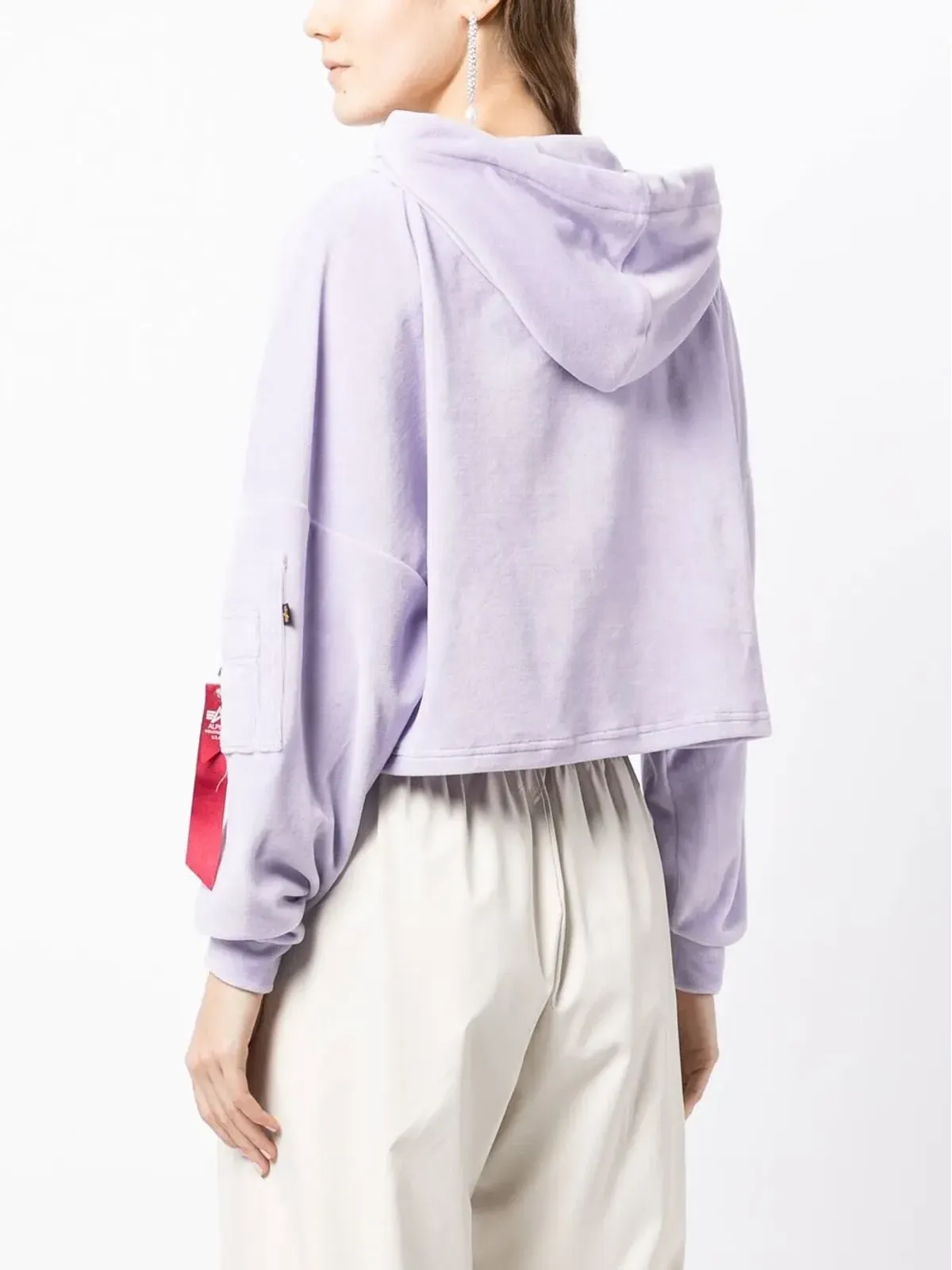 Alpha Industries クロップドベルベットフーディー - 画像4