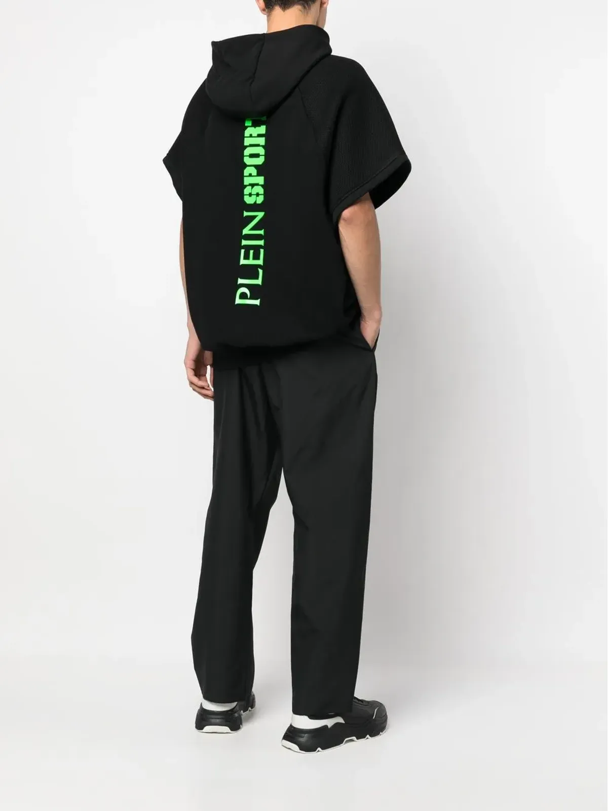Plein Sport ロゴプリント半袖フーディー - ブラック - 画像2