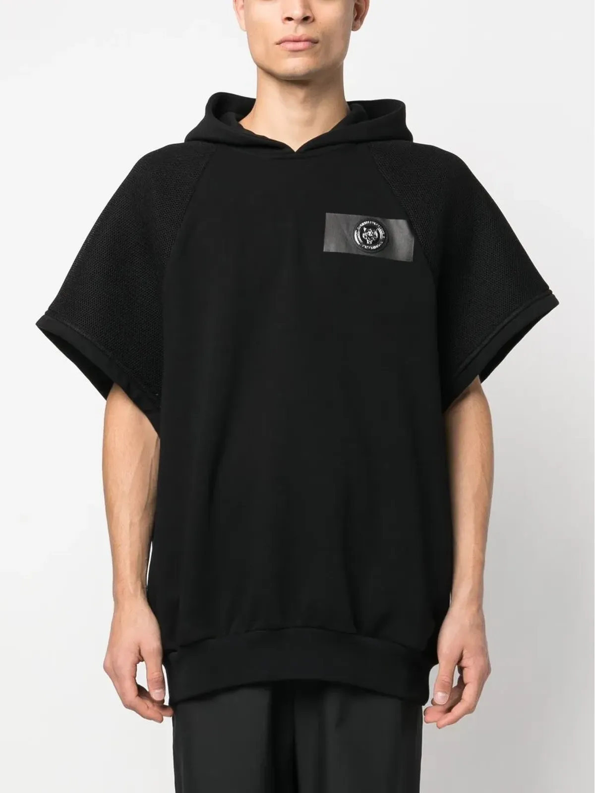 Plein Sport ロゴプリント半袖フーディー - ブラック - 画像3