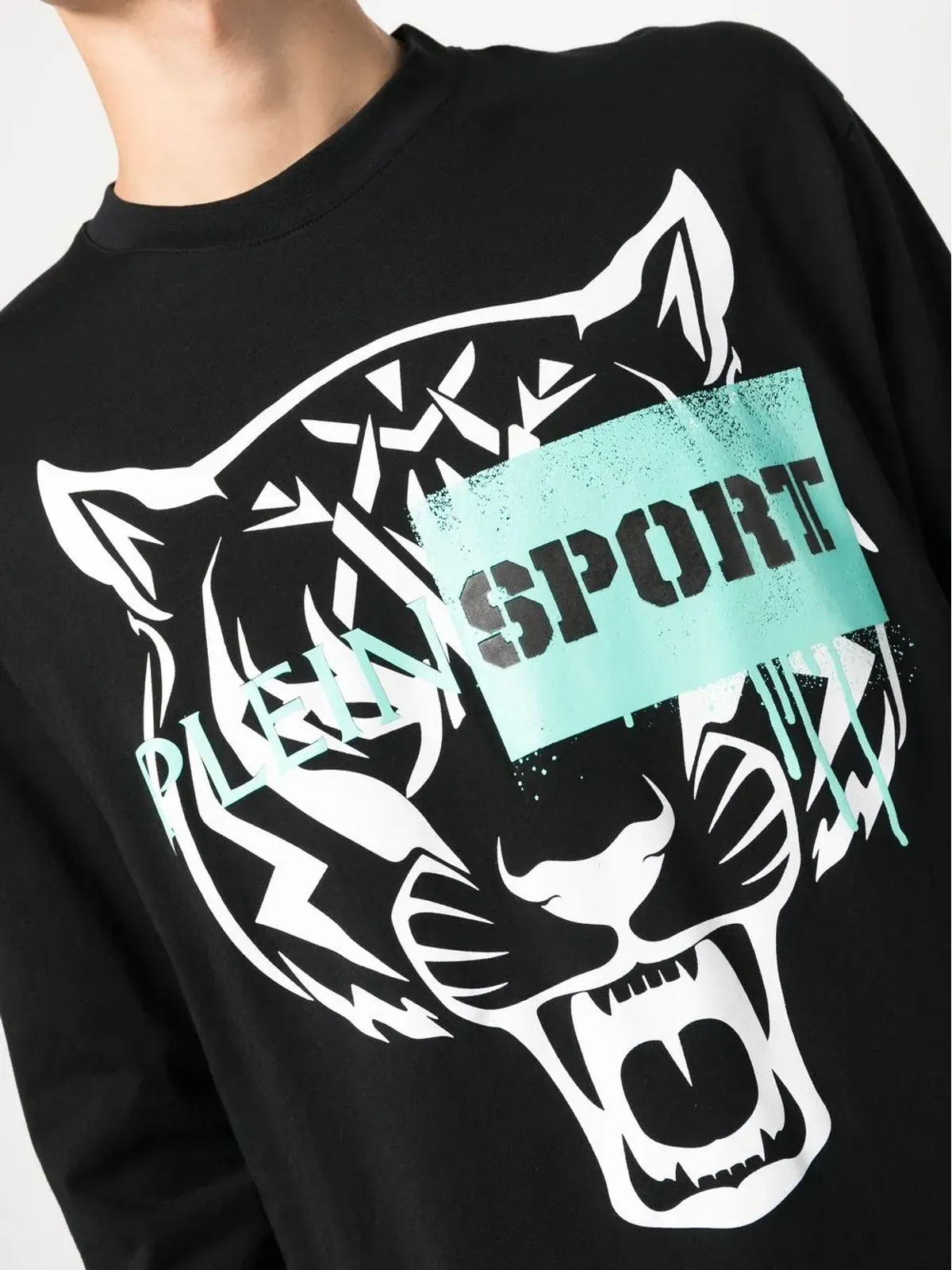 Plein Sport タイガーモチーフ・長袖Tシャツ（ブラック） - 画像5