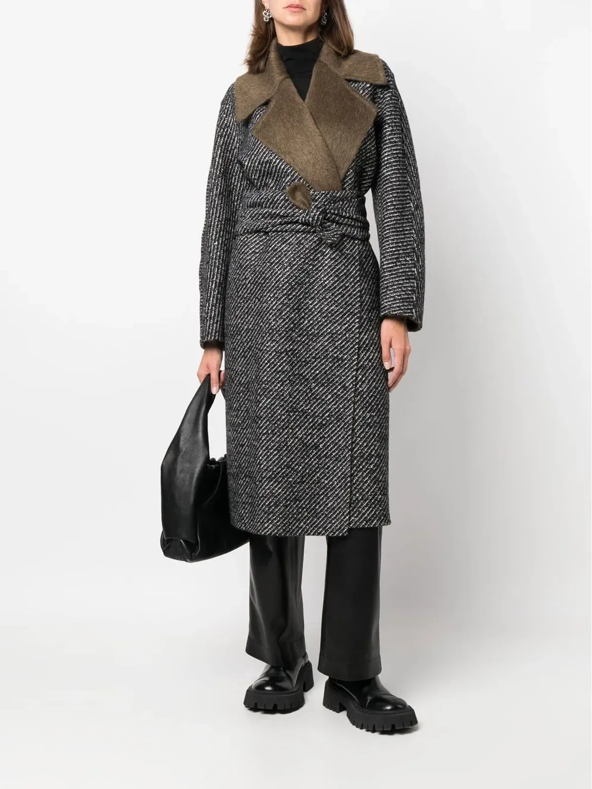 Max Mara リバーシブル ベルト付き ミドル丈コート - ブラック - 画像2