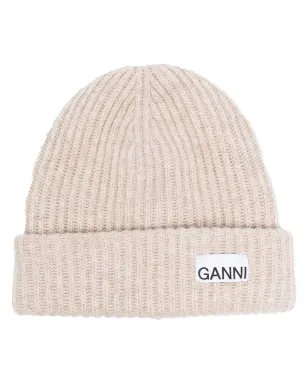 GANNI ロゴパッチ付きリブ編みビーニー - サムネイル1
