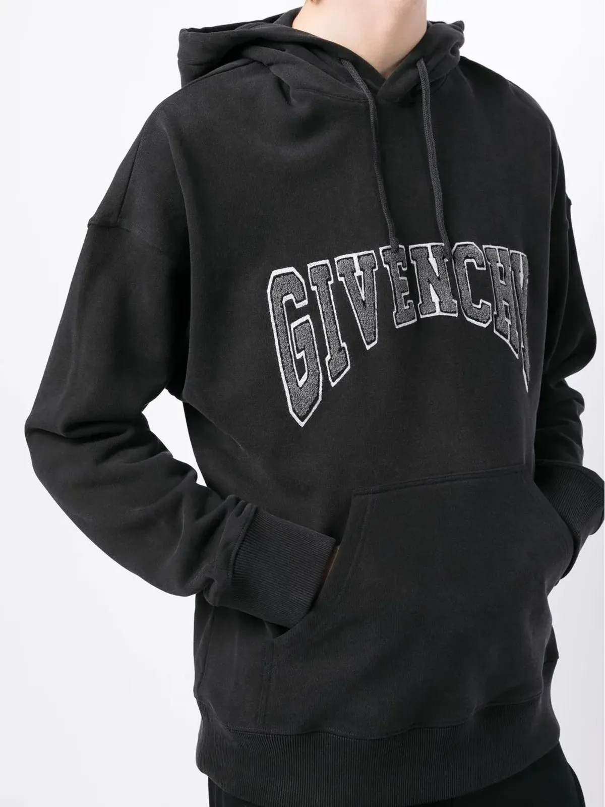Givenchy ロゴアップリケ ドローストリングフードパーカー - 画像5
