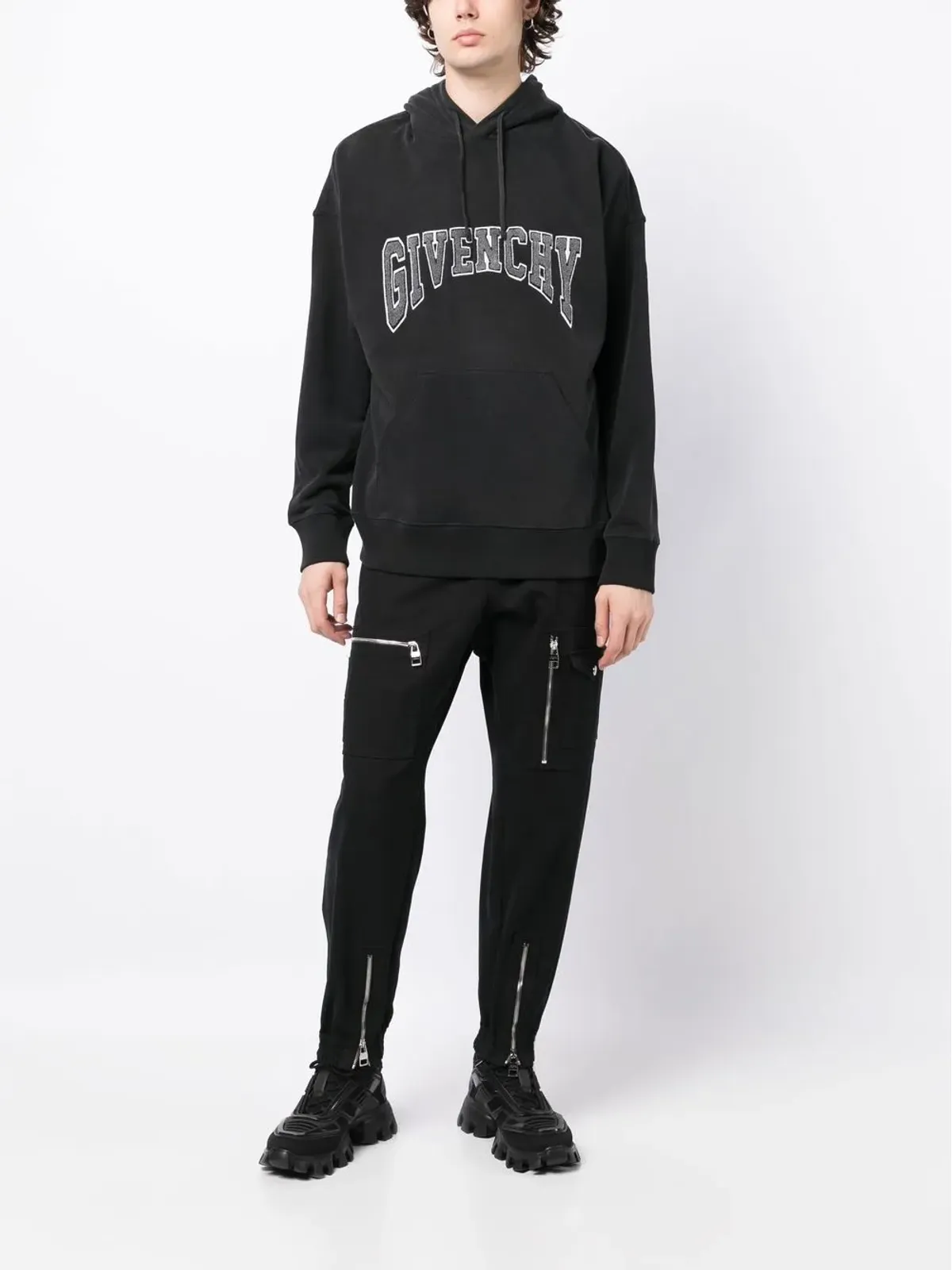 Givenchy ロゴアップリケ ドローストリングフードパーカー - 画像2