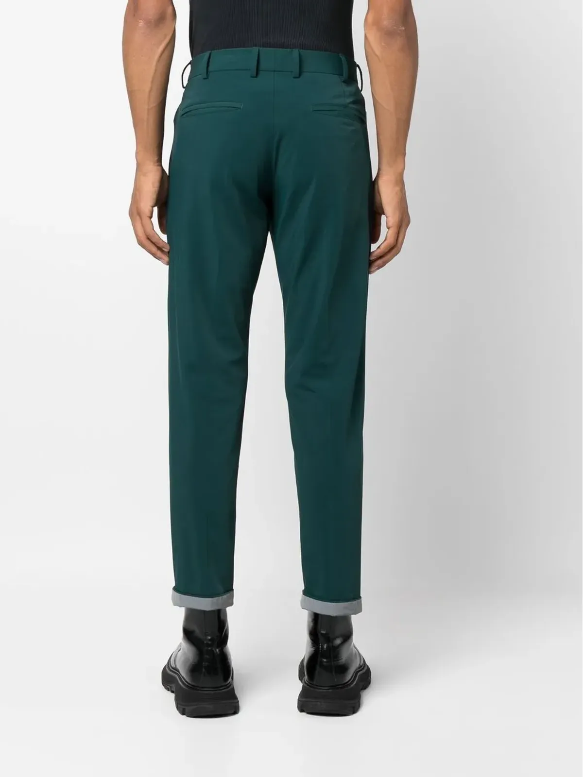 PT Torino contrasting-cuff straight-leg trousers - Green - 画像4
