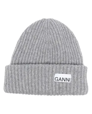 GANNI ロゴパッチ リブ編みビーニー - サムネイル1