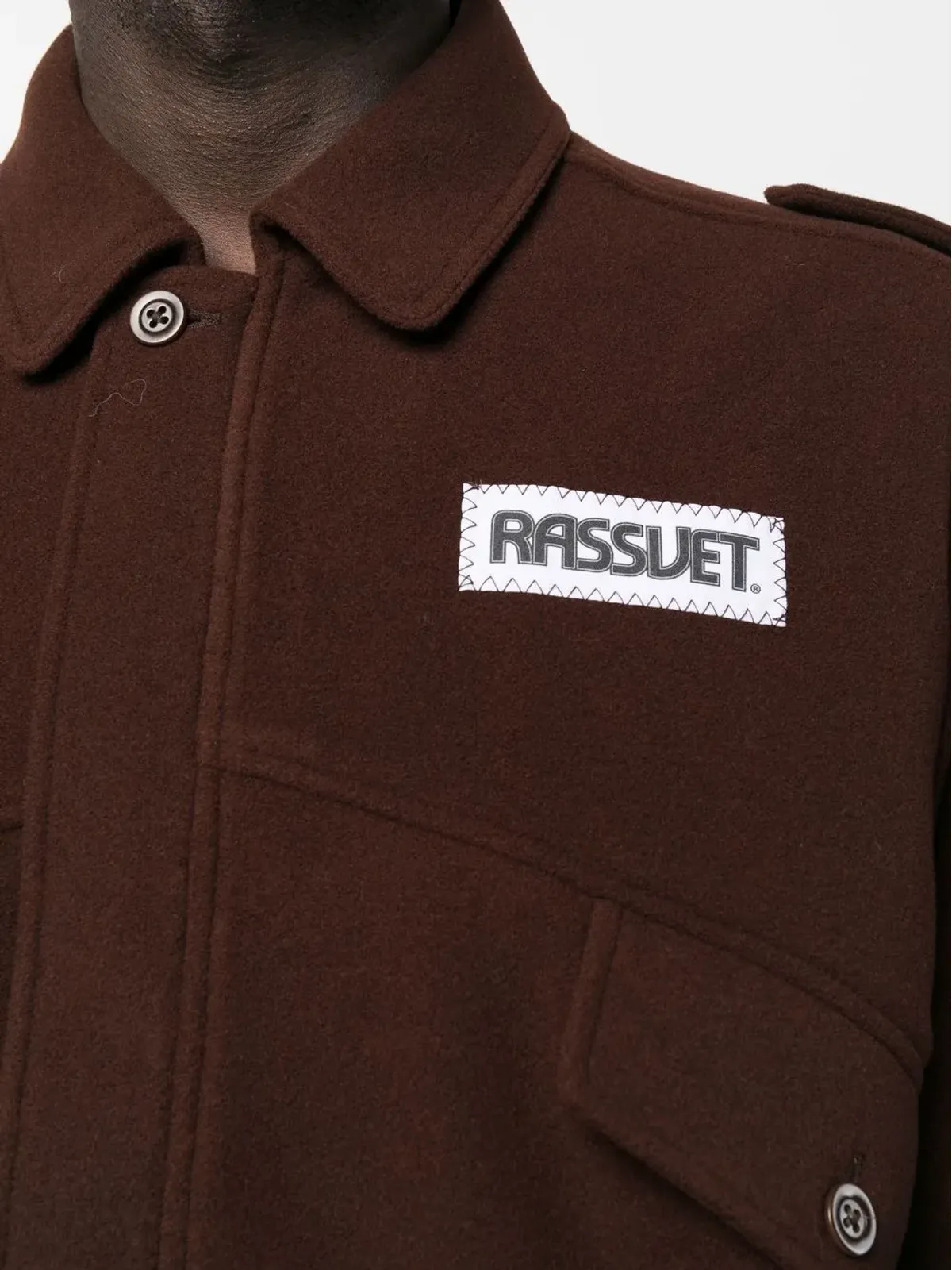 RASSVET ロゴパッチジャケット ブラウン - 画像5