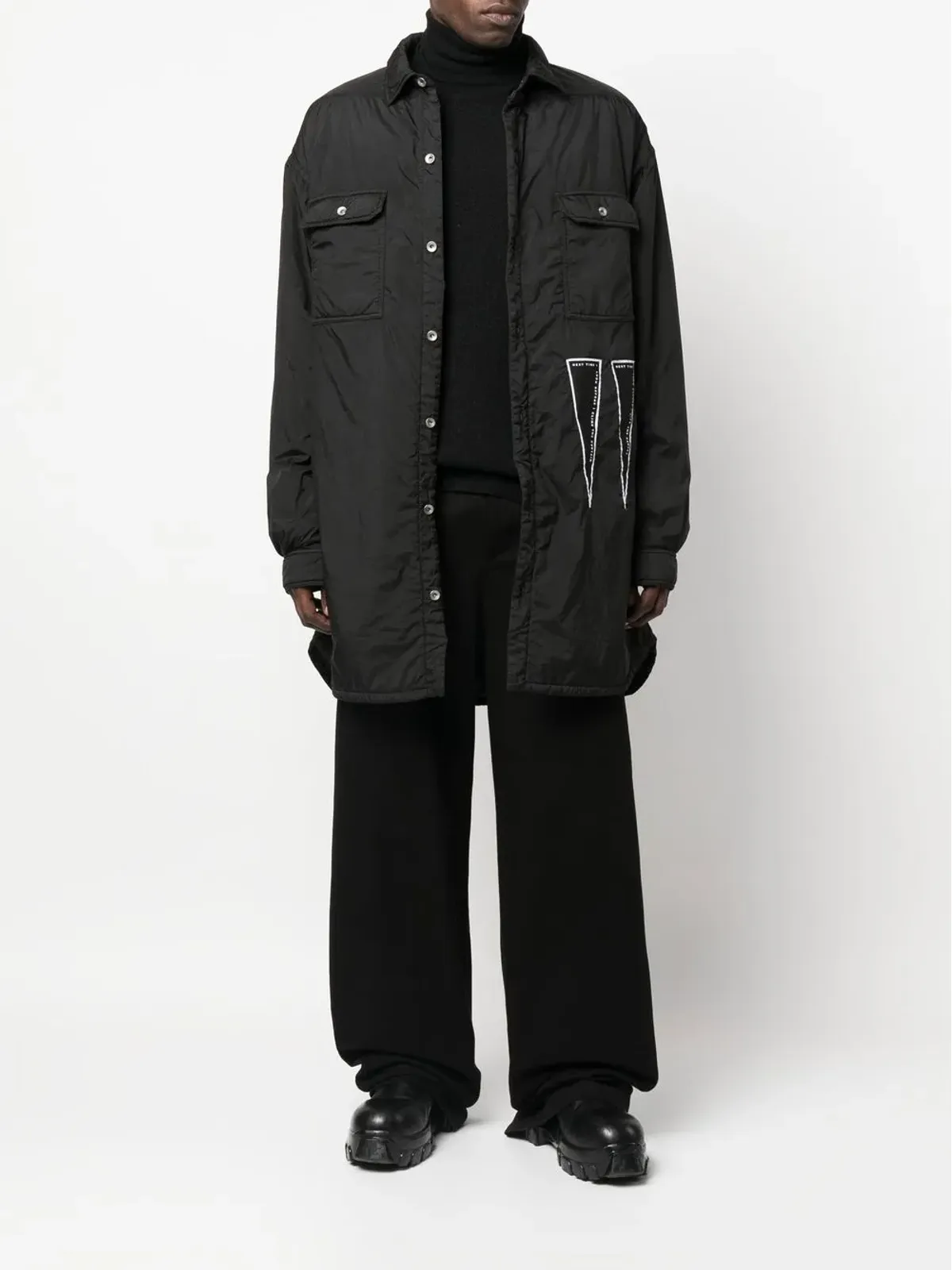 Rick Owens DRKSHDW ロングシャツジャケット ブラック - 画像2