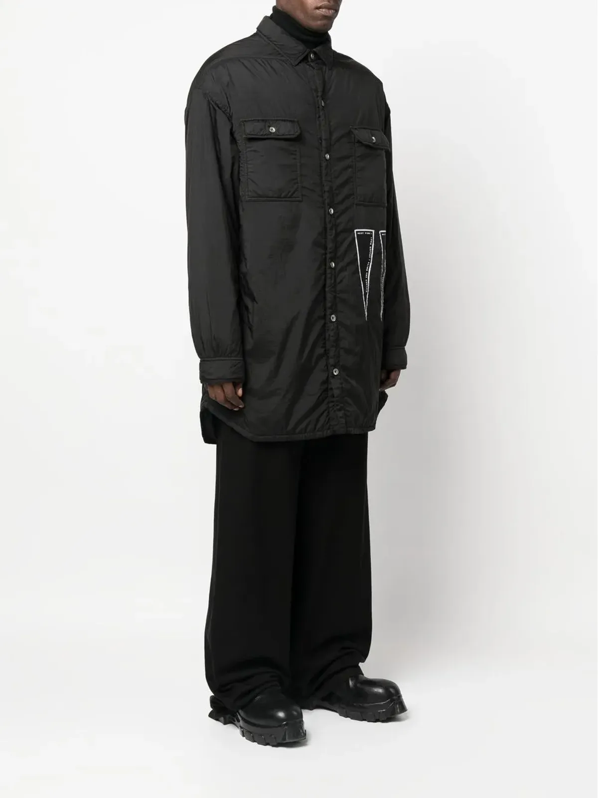Rick Owens DRKSHDW ロングシャツジャケット ブラック - 画像3