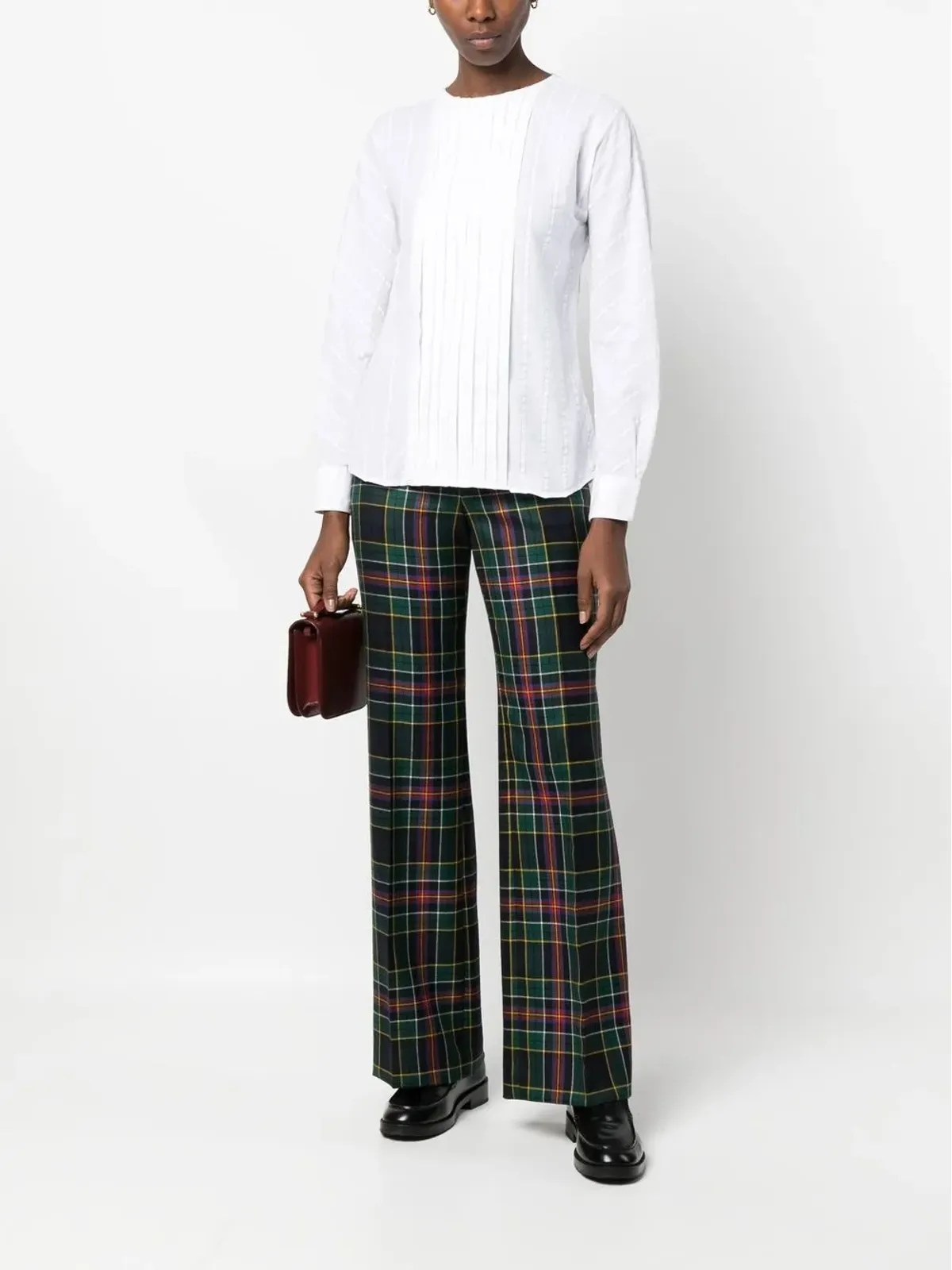 Giorgio Armani Pre-Owned 1970s プリーツ付きボタンアップシャツ - ホワイト - 画像2