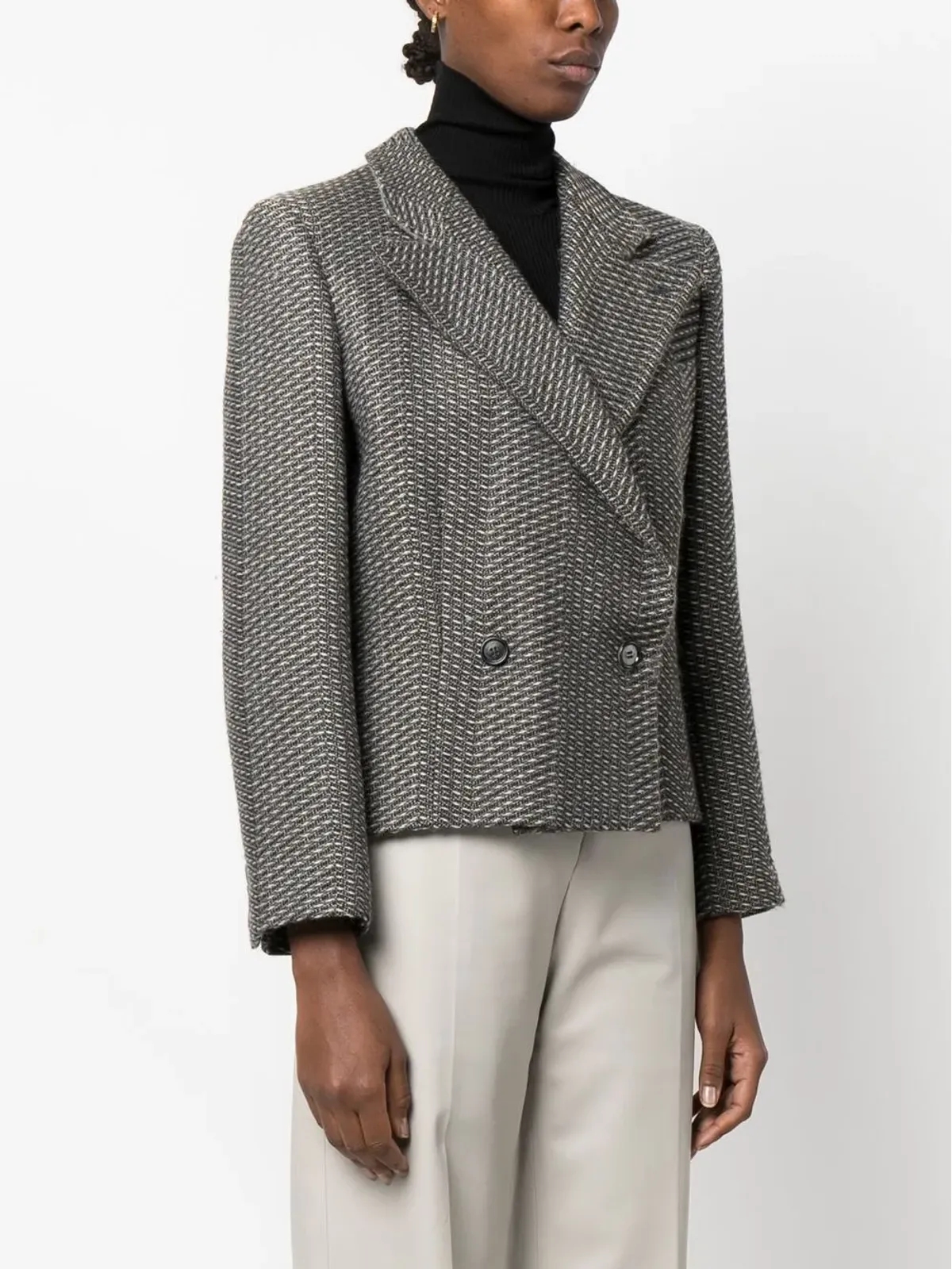 Giorgio Armani Pre-Owned 1990年代 ブークレ ダブルブレスト ジャケット - 画像3