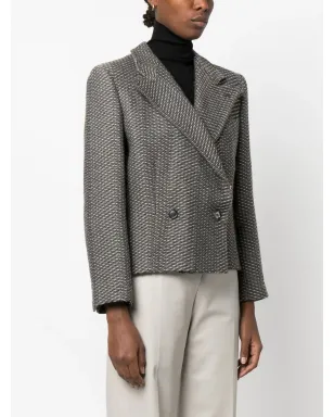 Giorgio Armani Pre-Owned 1990年代 ブークレ ダブルブレスト ジャケット - サムネイル3
