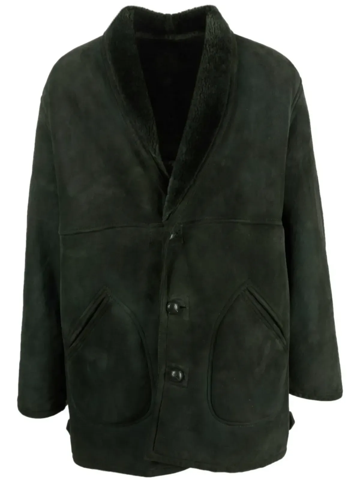 Burberry Pre-Owned 2000年代 ボタン留め シープスキン コート - 画像1