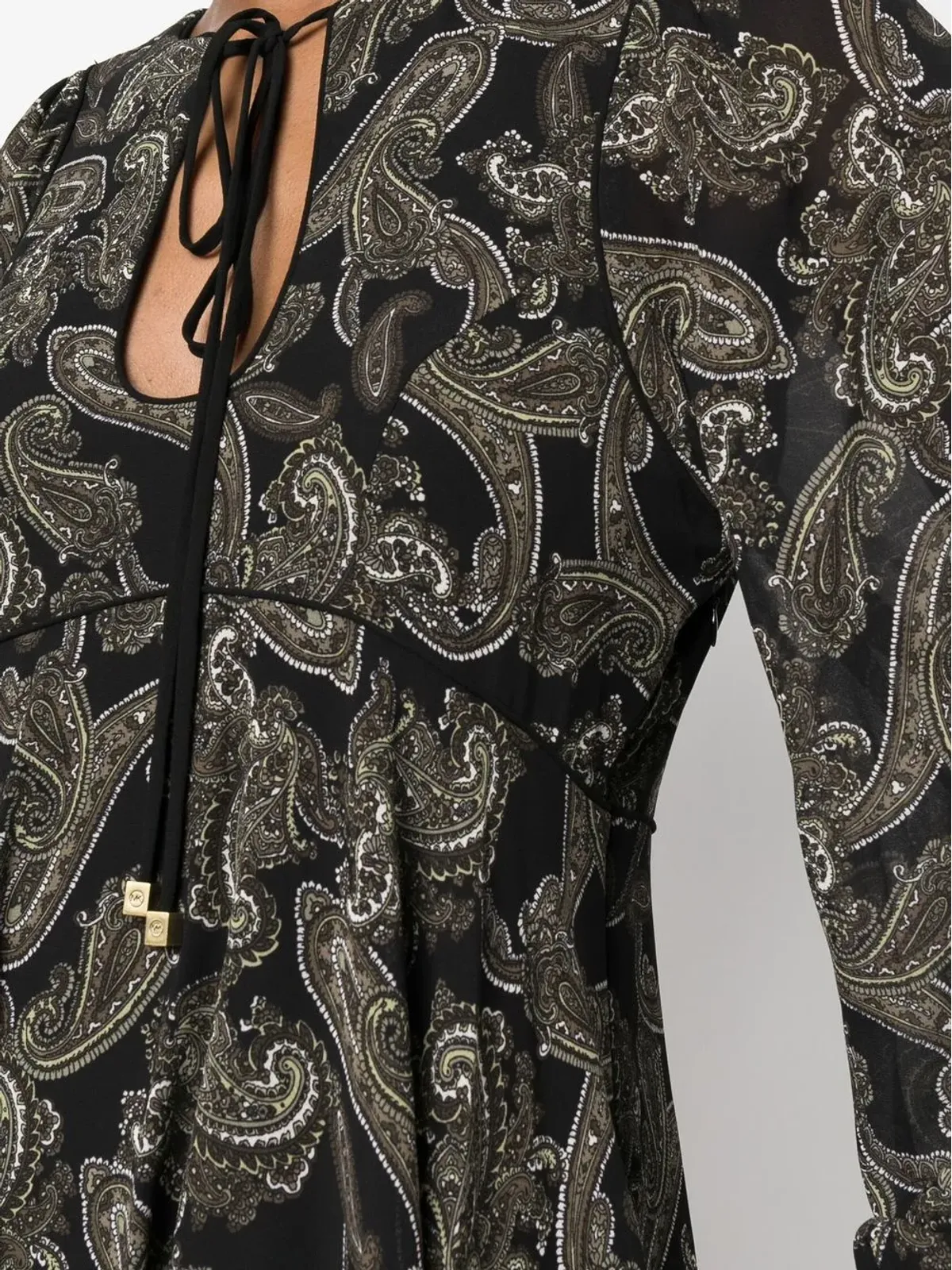Michael Michael Kors ペイズリープリント長袖ドレス ブラック - 画像5